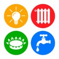 Utilities icons in flat style: water, gas, lighting, heating Ã¢â¬â vector